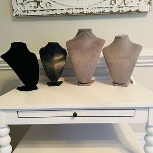 Black Velvet and Gray Jewelry Necklace Bust Necklace Display Stands